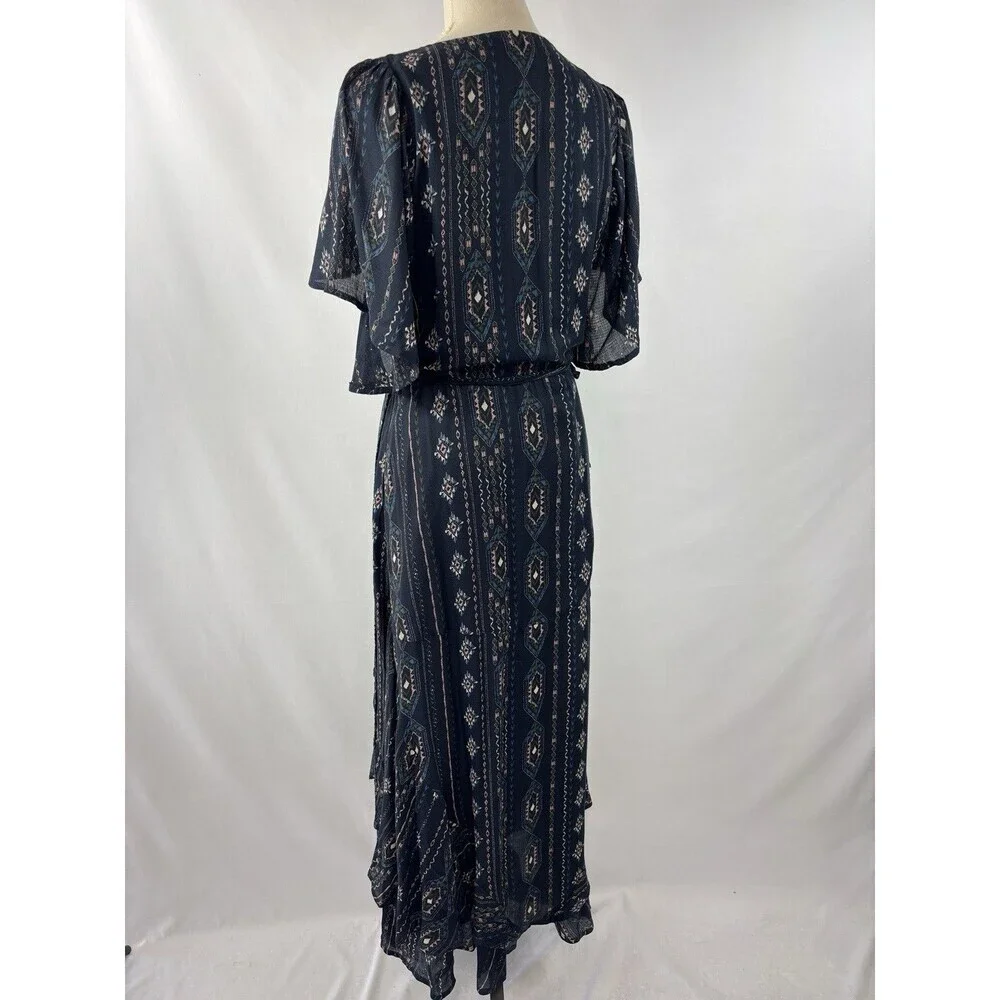 Haute Hippie Tribe Luna Navy Boho Wrap Dress - Picture 3 of 14